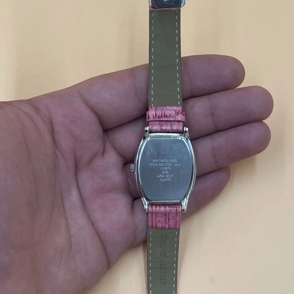 Anne Klein Genuine Leather Hot Pink Watch